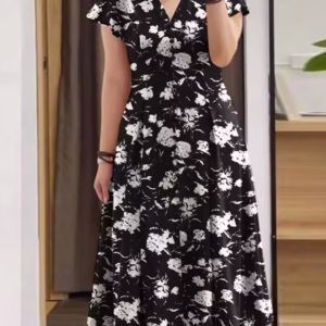 ZANZEA Ruffle Sleeve V Neck Party Sundress Casual Women