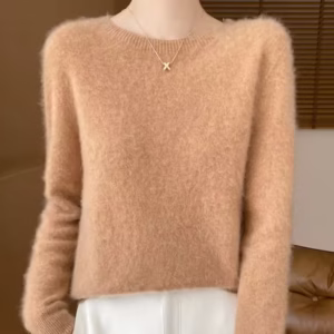Autumn Winter Women Clothing O-Neck Pullover Merino Wool